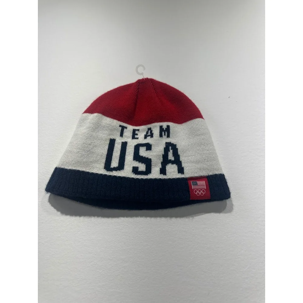 Team USA Olympic Apparel Beanie Red White Blue Knit Hat One Size RN 67891